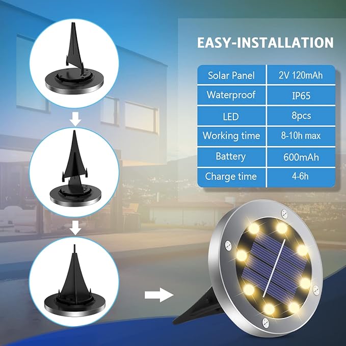 Solar Outdoor Lights 12 Packs, Waterproof Solar Pathway Lights Bright In-Ground Lights Lighting Decor for Garden, Lawn, Patio, Yard, Driveway, Step and Walkway Warm Light