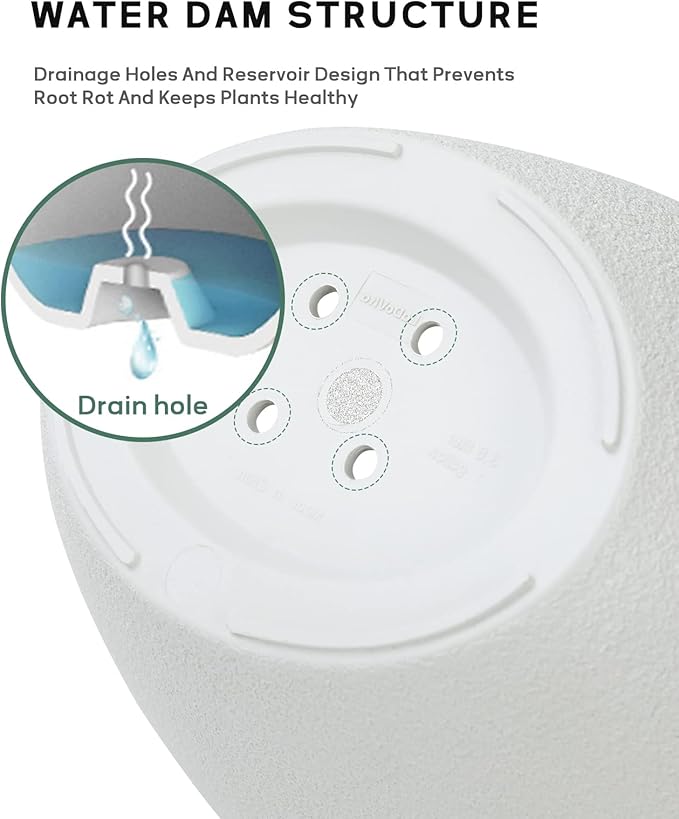 LaDoVita Plant Pots with Drainage Holes, 12 Inch Large Planters for Indoor Plants, Plastic Flower Pots Outdoor, 2 Pack, White