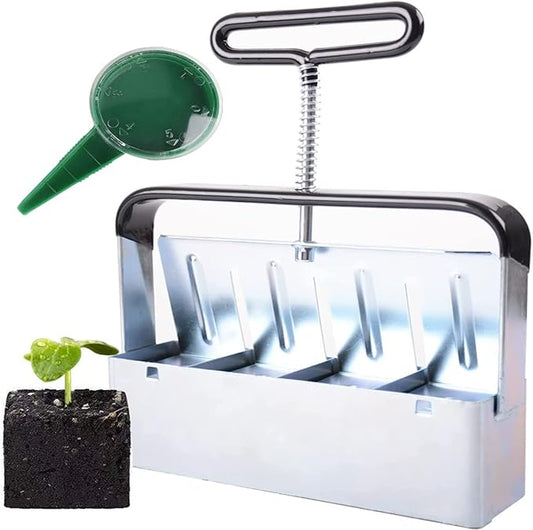 Hand-held Soil Blocker 4pcs 2 Inch Seed Block Makers at a Time, for Seed Start Garden Soil Potting Soil for Outdoor Plants (7.7in*2in)