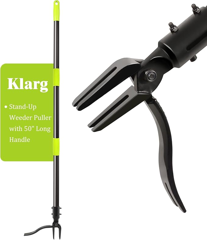 4-Claw Stand-Up Weeder Puller with 50" Long Handle, Dandelion Weed Puller Tool,Heavy Duty Weed Puller for Garden & Lawn Care, Easily Weed Removal Without Bending or Kneeling