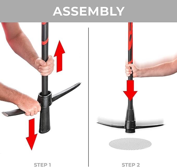 INTERTOOL 36” Pick Axe, Heavy Duty Digging Mattock, Cultivate Garden, Loosen Soil, Adze Hoe, Shock Absorbing Fiberglass Max Grip Handle HT08-0305