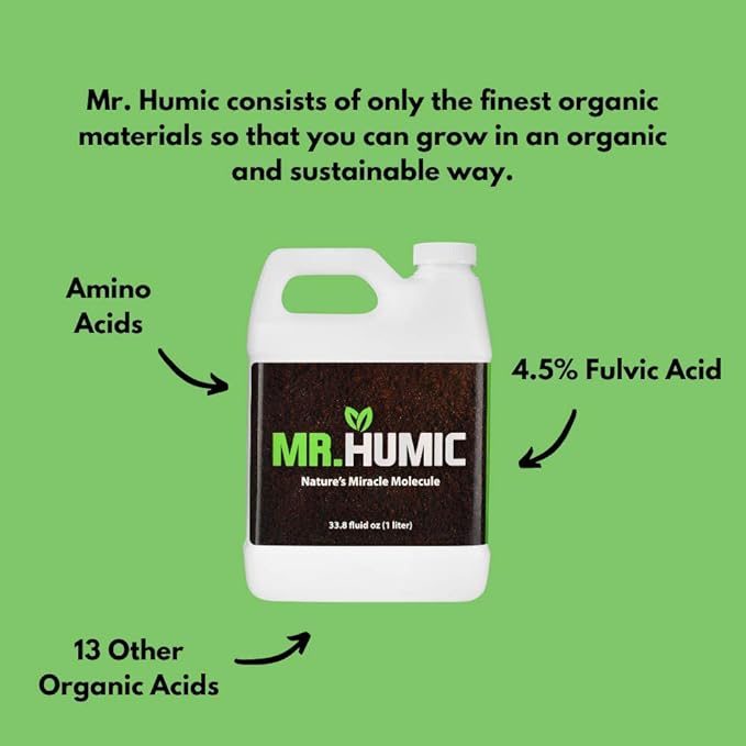 Organic Humic Acid Plant Amendment, Natural Humic Soil and Hydroponic Nutrient Enhancer - Lawn and Garden Growth, Plant Health (1 Liter)