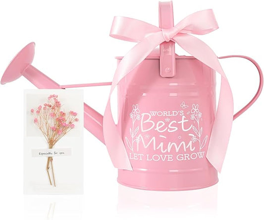 Mimi Gifts, Mimi Gifts for Grandma, Gardening Gifts for Women, Best Mimi Gifts, Gifts for Mimi from Grandkids,Metal Watering Can for Indoor Plants,1/2 Gallon, Pink