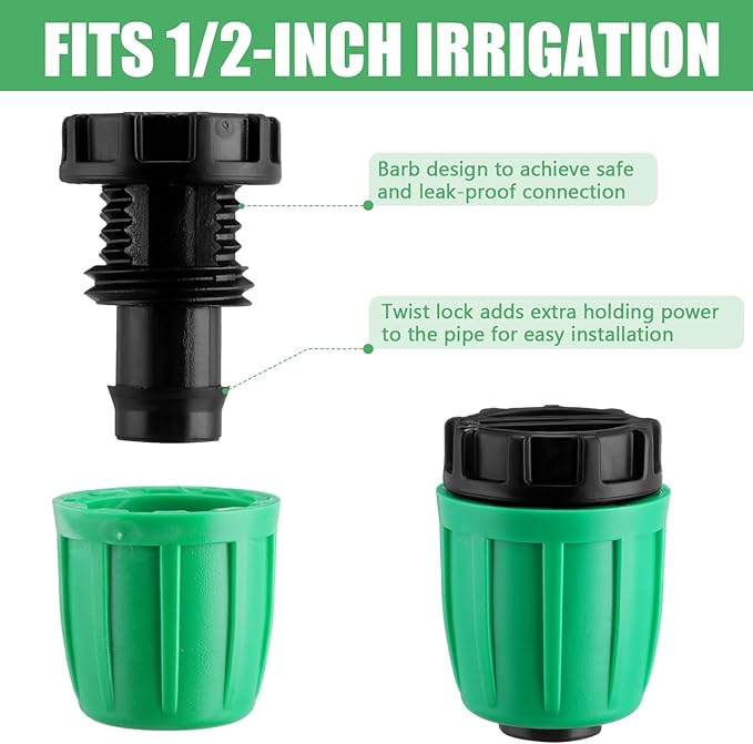 12 Pcs 1/2 Inch Garden Hose Adapter 3/4 to 1/2 Drip Irrigation Tubing Faucet Adapter Drip Irrigation Parts Faucet to Hose Adapter for Garden 3/4 Inch Faucet Connector (Green)