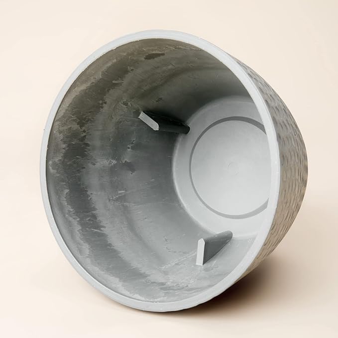 LA Jolie Muse 9.4 inch Planter Pot for Indoor and Outdoor Plants, Modern Chic Planter,Honeycomb Pattern,Storm Gray