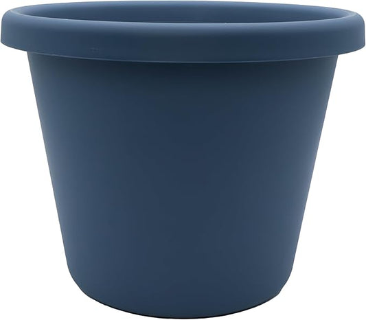 The HC Companies 8.5 Inch Round Classic Planter - Plastic Plant Pot for Indoor Outdoor Plants Flowers Herbs, Slate Blue