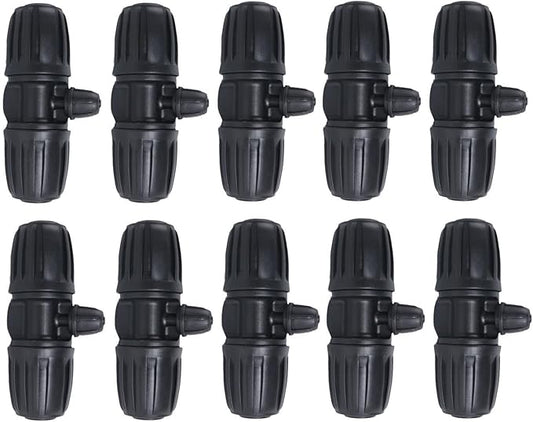 10PCS 1/2 Inch to 1/4 Inch Tubing Irrigation Fittings for (1/2'' ID x 0.60''-0.63'' OD) 16mm Drip Tubing,Locked Barbed Tee Connectors, Anti-Drop Straight Tee for Irrigation Tubing (3 Way)