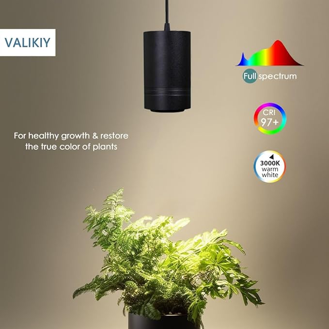 Hanging Grow Light 40W Large, Full Spectrum Warm White Color, with Timer, Plug-in Pendant Grow Lights with 15FT Fabric Power Cord, Decorative Light for Indoor Plants, Flowers