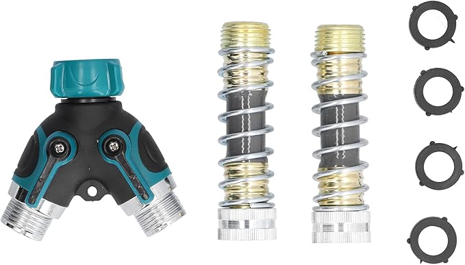 Hose Adapter, Heavy Duty 2 Way Hose Splitter Y Shape with Extended Nozzles and Gaskets for Garden Lawn for Irrigation