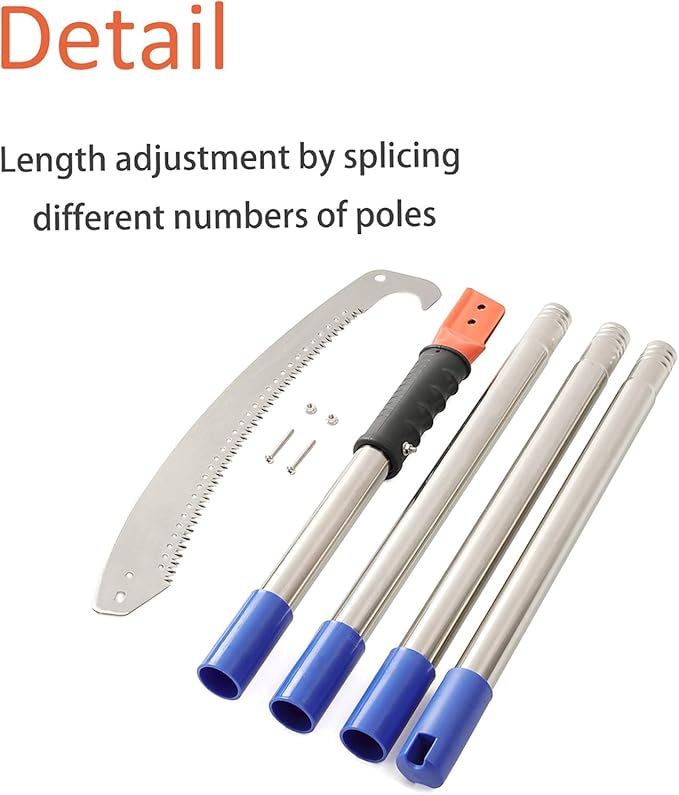 HOSKO 10FT Pole Saw for Tree Trimming, Long Extension Pruning Saw, Blade Tree Trimmer Pole, Manual Pole Cutter for, Yard Garden and Patios Trees Branches Cutting