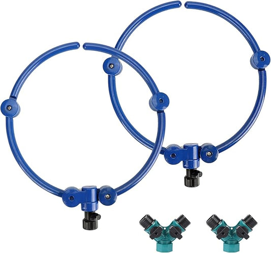 360° Tree Water System Tree Watering Ring Flower Sprinkler Garden Watering Circle Irrigation System for New Tree Outdoor Plants Raised Garden Beds Shrubs Plants, Flower Beds 2Pcs