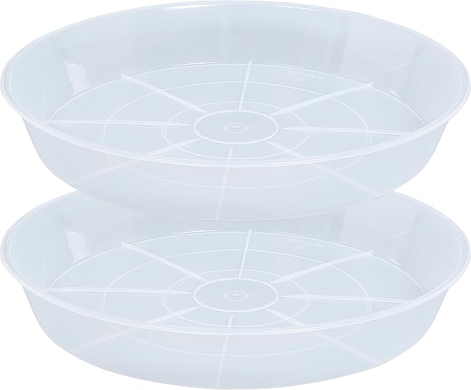 2 Pack Plant Saucer Drip Tray 17 inch, Large Heavy Sturdy Plastic Planter Flower Pot Saucers for Indoor Outdoor Garden, Plant Water Drip Trays for pots (17" 2Pack, Clear)