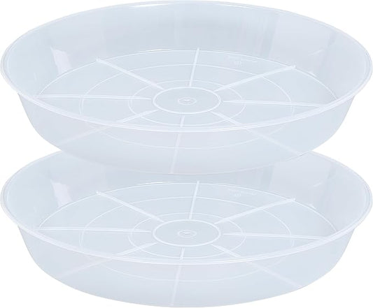 2 Pack Plant Saucer Drip Tray 17 inch, Large Heavy Sturdy Plastic Planter Flower Pot Saucers for Indoor Outdoor Garden, Plant Water Drip Trays for pots (17" 2Pack, Clear)