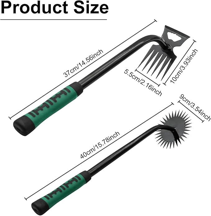 2 Pack Uprooting Weed Pulling Tools,Garden Hand Weeder Tools, Manual Multifunctional Weeders Gardening Tools for Yard and Garden(5Tines+6Tines)