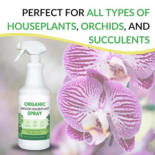 Organic Indoor Houseplant Spray - Liquid Plant Food in a Spray Bottle (Foliar Fertilizer) | Use on All Live Indoor Plants, Orchids, and Succulents | No Mixing Required (32oz)