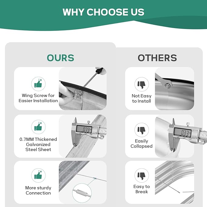 Galvanized Raised Garden Bed - 8×2×1ft Planter Raised Beds for Gardening | Oval Metal Garden Planter Box with Safety Edging and Bracing Rods for Vegetables Fruits and Flowers - Silver