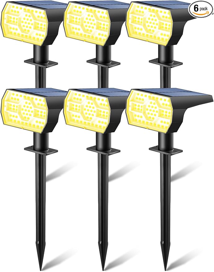 Kaxiida Solar Lights Outdoor Waterproof IP68, 3 Lighting Models Solar Powered Spot Lights Outdoor, 56LED Light Dusk to Dawn for Yard Patio Garden Pathway Landscape Lighting
