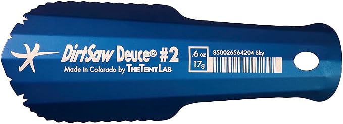 DirtSaw® Deuce #2 - .6 oz Ultralight Backpacking Trowel, Color: madeinUS-Sky