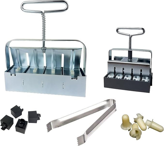 Authentic Ladbrooke Soil Block Maker 5-Pc. Essentials Nesting System Includes Mini 4, Micro 20, Cubic Inserts, 1" Seed Dibbles, and Grow Tweezers, Made in England