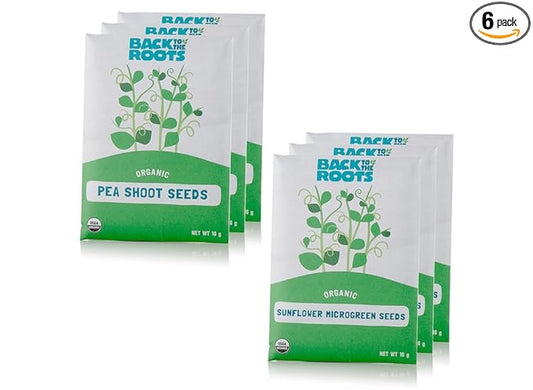Back to the Roots 810667030377 Microgreen Bundle Sunflower & Organic Pea Shoot Seeds, Certified Organic, 0.56 Ounce (Pack of 6)