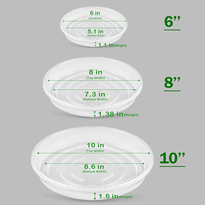 9 Pack Plant Saucers (6inch /8inch /10inch), Heavy Sturdy Plant Trays Pot Tray for Indoor Clear Plastic Flower Pot Saucers Thicker Plant Water Drip Trays for pots- Clear