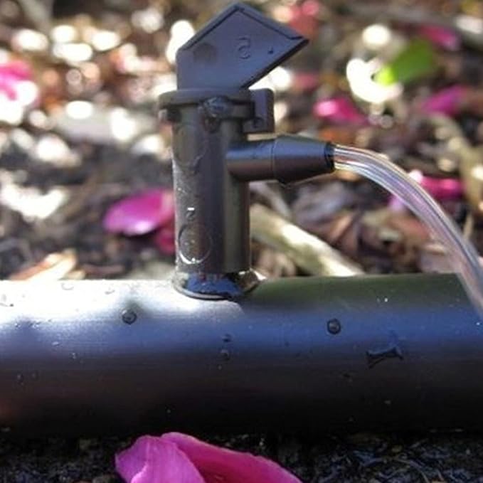 100 Pack 1 GPH Flag Irrigation Dripper Emitter 4L/H Garden Irrigation Drip Emitters Irrigation Emitter Flag Dripper Drip Irrigation Connect 4mm/7mm Hose for Home Garden Trees Herbs (Black)