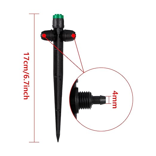30pcs Drip Irrigation Emitters Sprayer for 1/4" Drip Irrigation Tubing Adjustable 360 Degree Water Flow Drippers on 6.5" Sturdy Stake with Lock Barbed Irrigation Drippers