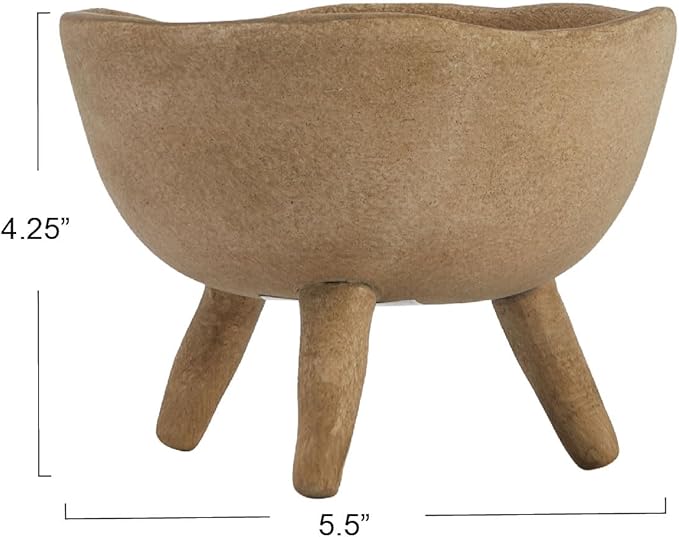Creative Co-Op Boho Terracotta Footed Planter with Organic Edge, Matte Taupe