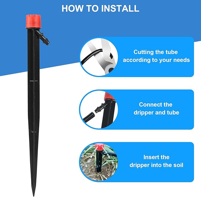 60PCS Drip Irrigation Emitters - Drip Emitters for 1/4 Drip Irrigation Tubing Drip Irrigation Parts Include 30* Emitters Vortex & 30* Emitters Stream Plant Watering Devices for Drip Irrigation System