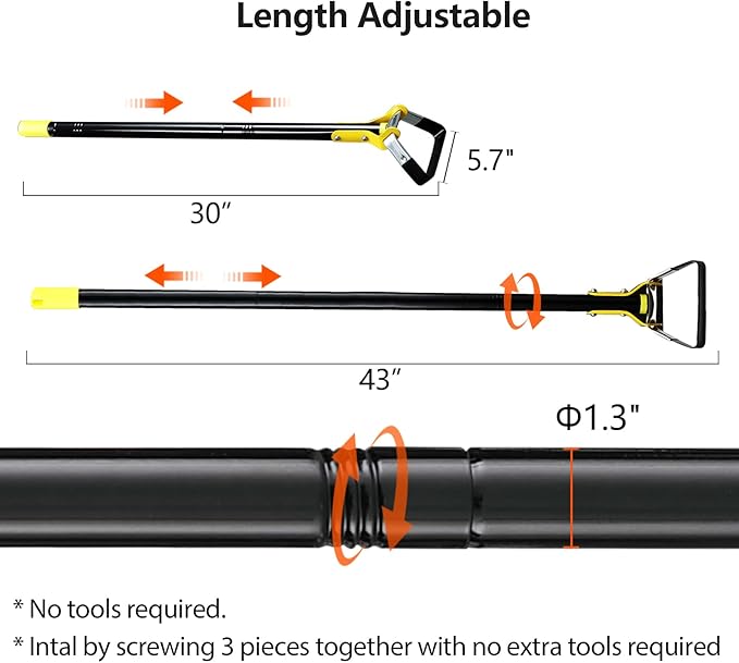 DonSail Hoe Garden Tool - Scuffle Garden Hula Hoes for Weeding Gardening Long Handle Heavy Duty - Adjustable Weeding Loop Stirrup Hoe 30-43 Inch Black