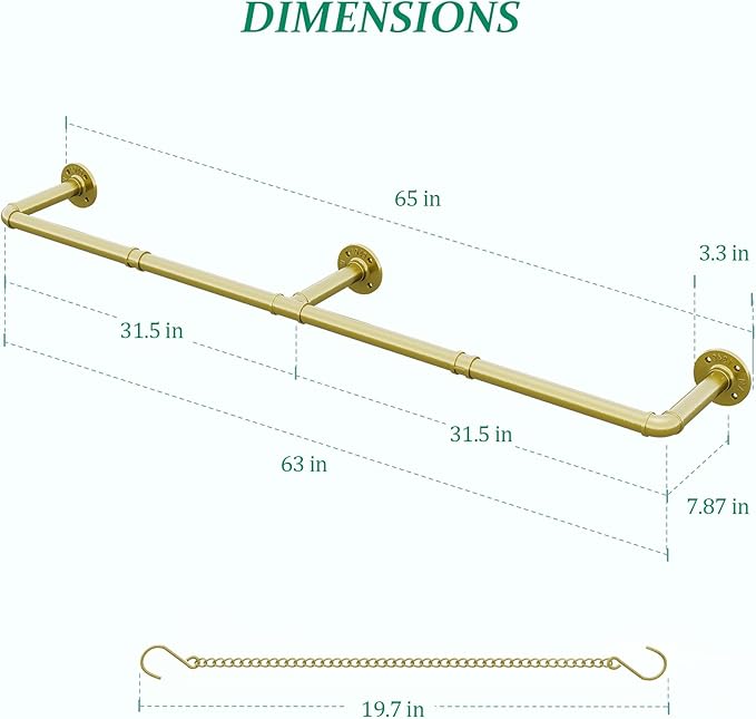 Plant Hanger Indoor, Hanging Planters for Indoor Plants with 6 Hanging Chains, Wall Plant Hanging Rod for Window Ceiling, 65 Inch, Metal/Golden…