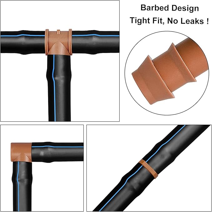 18 Pieces Drip Irrigation Fittings Elbow Connectors for 1/2" Tubing, Barbed Elbows Drip Parts for 1/2 Inch Irrigation Tubing(0.600" ID), Drip Line Connectors for Drip Sprinkler Garden Systems