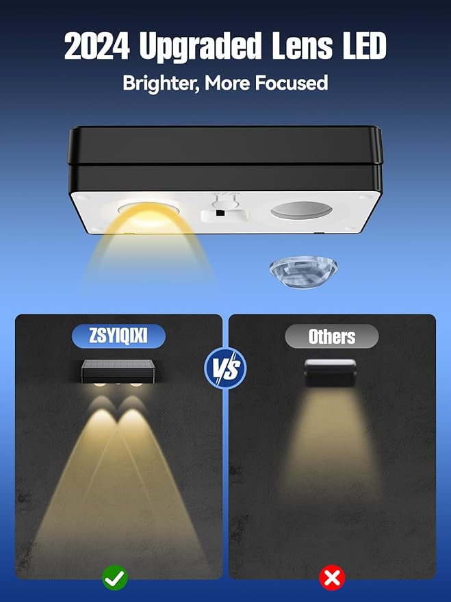 ZSYIQIX Solar Fence Lights 8 Pack, RGB Fence Solar Lights Outdoor Waterproof Led, 12 Modes Color Changing Outside Lightings Decor for Wall Railing Patio Deck Backyard Garden Pool