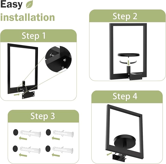 Picture Frame Plant Holder, Wall Mount Plants shelf Indoor Outdoor, Metal Hanging Planters Stand Decor, Window Planter Hanger Shelves, Modern Floating Ornament Rack Art for Home & Garden((Black 2pc))