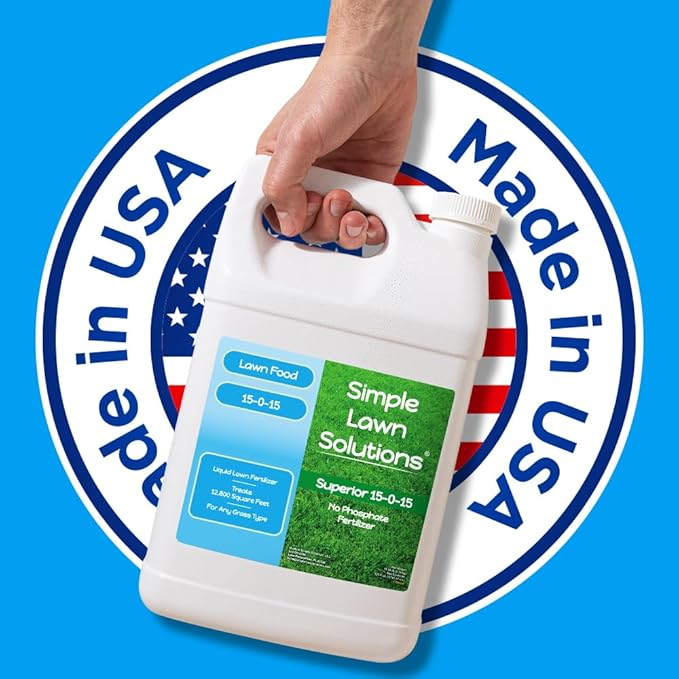 Superior 15-0-15 Liquid Lawn Fertilizer - Lawn Food for Growth & Green - Nitrogen, Potassium, Humic, Fish & Seaweed - Any Grass Type- Simple Lawn Solutions - All Season- Concentrate (1 Gallon)