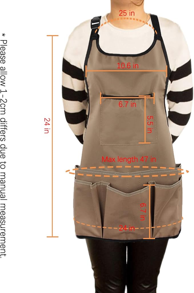PATILWON Gardening Apron with Large Pockets for Women, 14 Pockets Waterproof Tool Apron, Work Apron Heavy Duty, Size M to XL