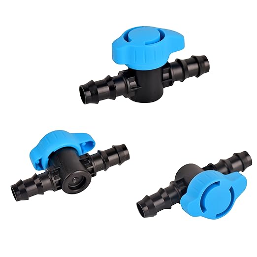 Drip Line Switch Valve Fittings Connectors For 1/2" Drip Tubing, Barbed Valve, Shut-Off Valve Drip Irrigation Parts For Irrigation System-6Pcs/pack