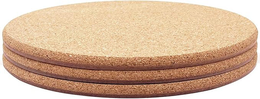 Cork Plant Coasters, Layers Hard Thick Cork Planter Coaster, 10 Inch Absorbent Cork Plant Mats, Cork Trivets for Hot Dishes, Cork Plant Coasters for House Plants, 3 Pcs