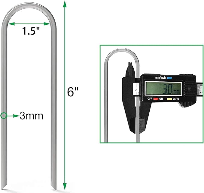 AAGUT Garden Stakes, Yard Landscape Staples Heavy Duty Galvanized 11-Gauge 6 Inch Lawn U Pins for Dog Fence,Tubing Drip Irrigation Hose, Chicken Wire, Weed Barrier Fabric 200 Pack