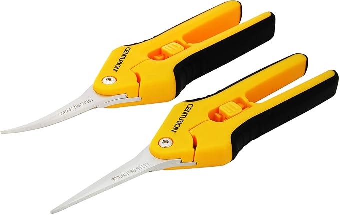 Centurion 201 Hand Pruner Shears, 2-Piece Set, 6½" Straight & Upward Curved Stainless Steel Blades, Hardened & Precision Ground, Ideal for Indoor and Outdoor Gardening, Trimming, and Precision Cutting