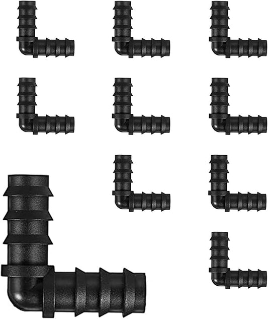 BEADNOVA Drip Irrigation Parts 10 Pcs 1/2 Inch Barbed Elbow Couplings Drip Irrigation Fittings Drip Line Connectors for 1/2 Inch Irrigation Tubing Garden Watering System (10pcs)