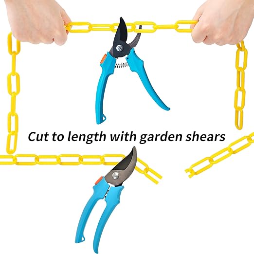 Vicenpal 50ft Plastic Barrier Chain Yellow Plastic Chain Links Weatherproof Safety Link Crowd Control Barriers Garden Fence Decoration (1 Pieces)