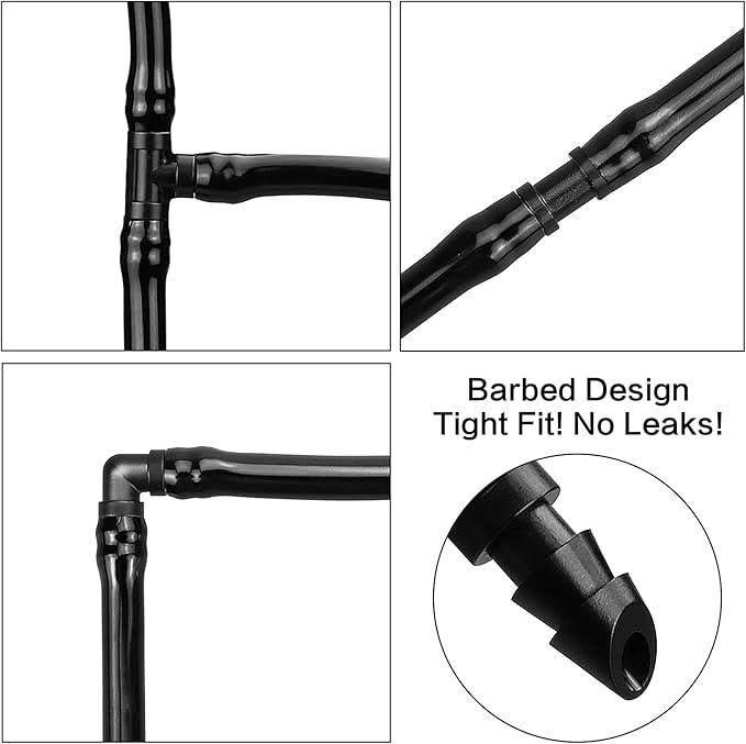 Drip Irrigation Fittings Kit for 1/4" Tubing, 130 Pieces Drip Line Connectors for Drip Systems - 60 Couplings, 40 Tees, 20 Elbows, 10 End Plugs - Drip Irrigation Parts for 1/4 Inch Drip Hose