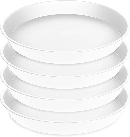 4 Pack of 16 inch Plant Saucer White, Bird Bath Bowls, Heavy Duty Plastic Plant Saucer Round White