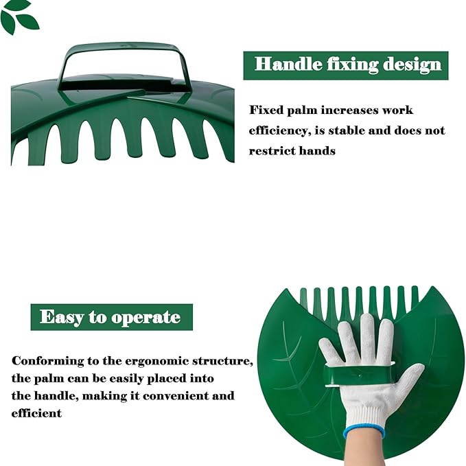 Eastrans 2set Leaf Scoops and Hand Rakes,Leaf Claws for Picking up Leaves,Grass Clippings and Lawn Debris,Light Green&Dark Green,4pcs