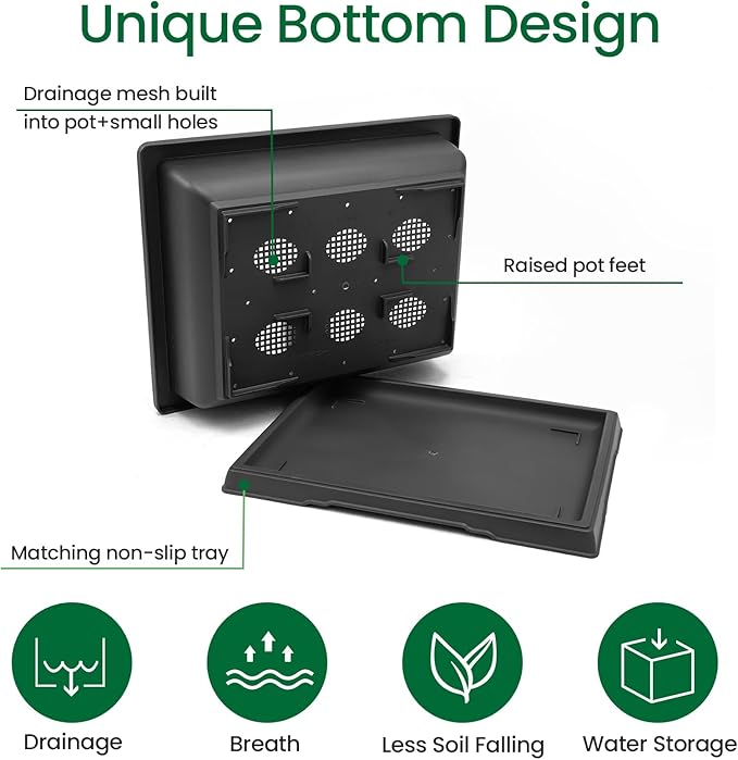 GROWNEER Bonsai Training Pots 3Pcs 18 Inch Large Bonsai Tree Starter Kits with Drainage Humidity Trays and 1 Repotting Mat, Growing Flower Planter Set for Garden Indoor Outdoor