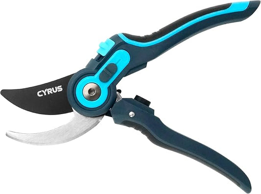 CYRUS Pruning Shears, Garden Shears Sk5 Steel Blades, 2-Stage Adjustable Diameter Pruning Shears12-22 mm, Rose Shears, Professional Bypass Shears, Plant Garden Tools, Hedge Clippers, Pruning Shears
