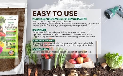 Organic Molasses for Plants - Horticultural Molasses - Ideal for Traditional & Hydroponic Gardening, for Indoor & Outdoor Plants (5 QUARTS)