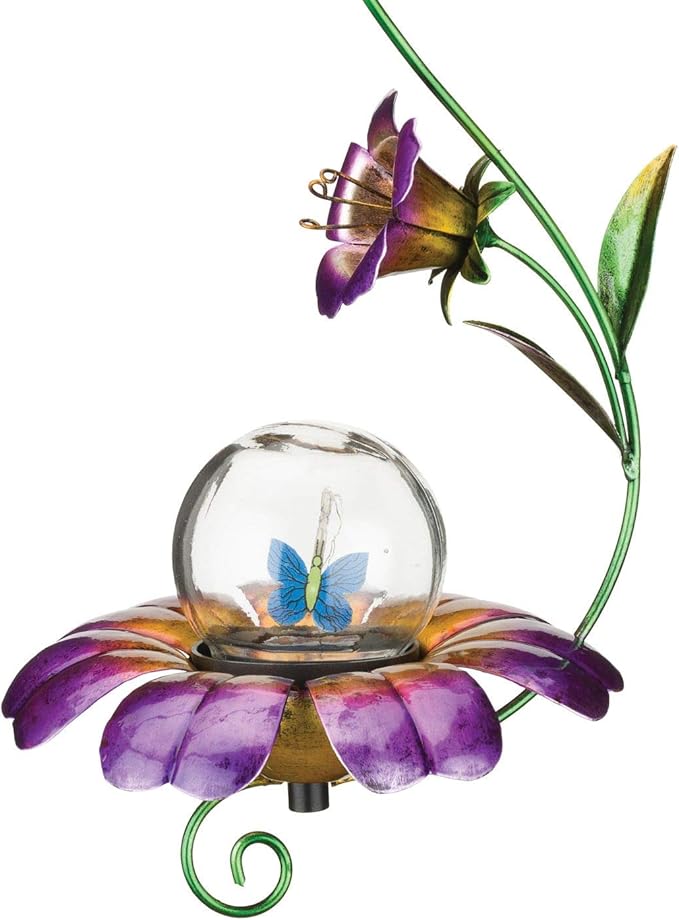 Regal Art & Gift Twinkle Hanging Chime Solar Lanterns - Micro Pulsing LED Lights, Waterproof Outdoor Yard Decorations, Metal & Plastic, Décor for Lawn, Garden, Patios, Hanging Path Light, Butterfly