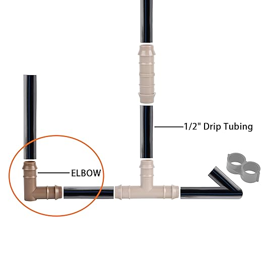 Drip Irrigation Elbow Fittings For 1/2" Drip Tubing, OD 17mm Barbed Connectors, Drip Line 90 Degrees Elbow Parts For Garden Irrigation Sprinkler System-20Pcs/pack
